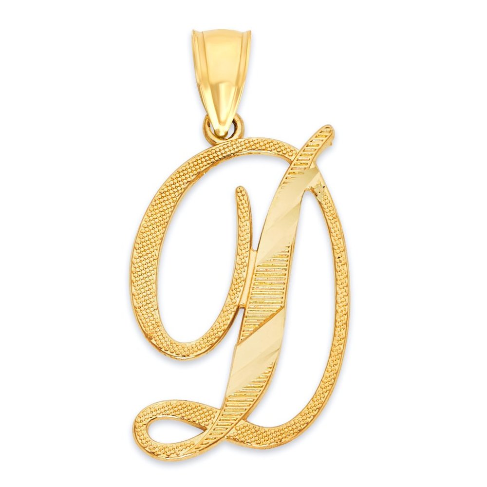 10k Solid Gold Letter D Pendant - Personalized Initial Jewelry Gifts